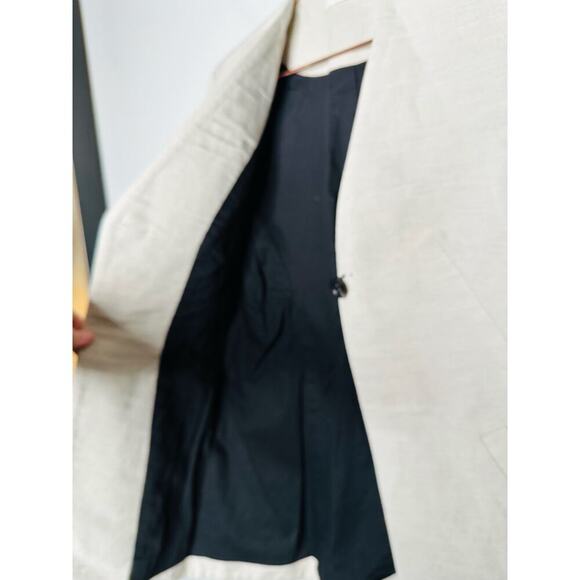 Co Beige Wool Hemp Blend Peplum Bell Sleeves One Button Blazer Jacket Size Small - Picture 15 of 15